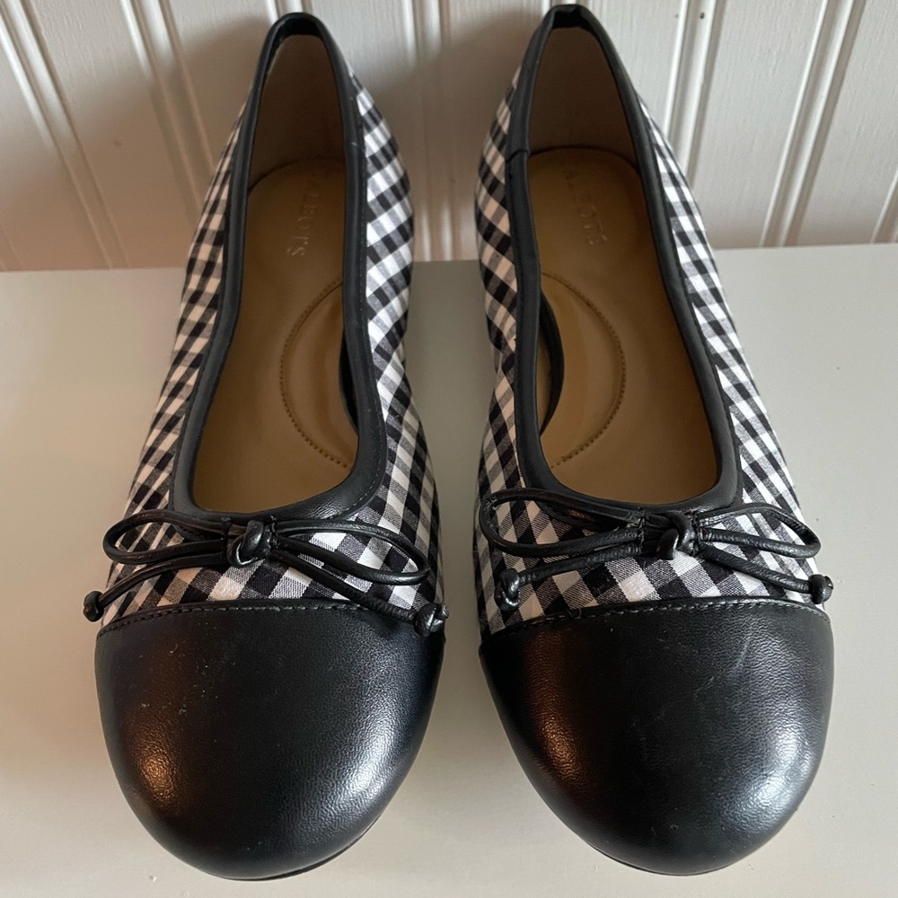 Talbots Black and White Gingham Flats